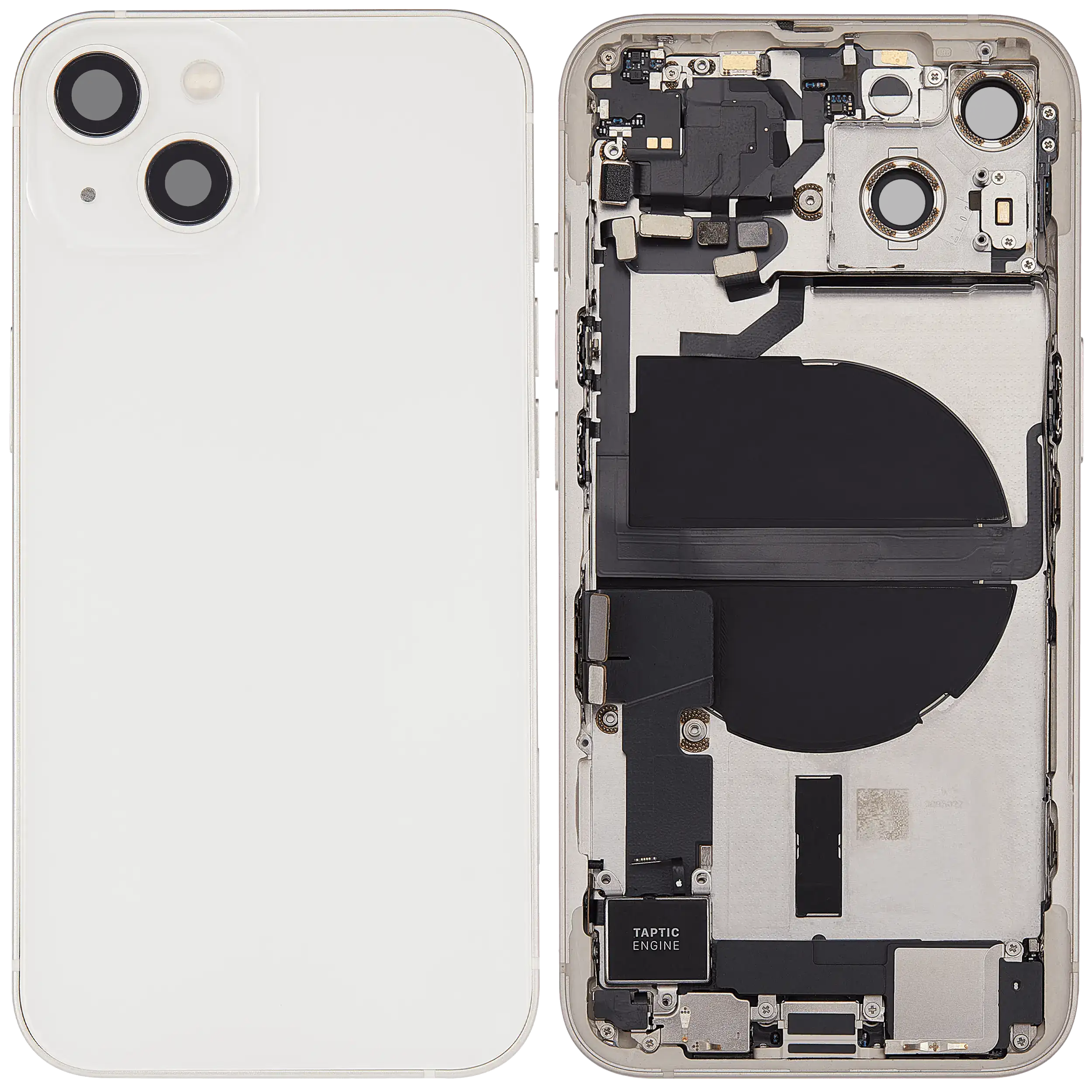 Backcover/Rahmen mit Ladebuchse Flex & Small Parts für iPhone 13 (US-Version) (gebrauchter OEM-Ausbau, Qualität C) (Starlight)