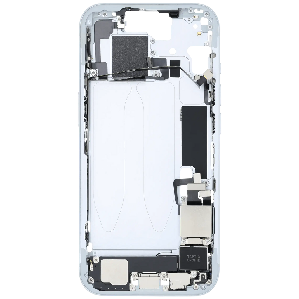 Midframe/Rahmen mit Ladebuchse Flex & Small Parts für iPhone 15 (US-Version) (gebrauchter OEM-Ausbau, Qualität C) (Blau)