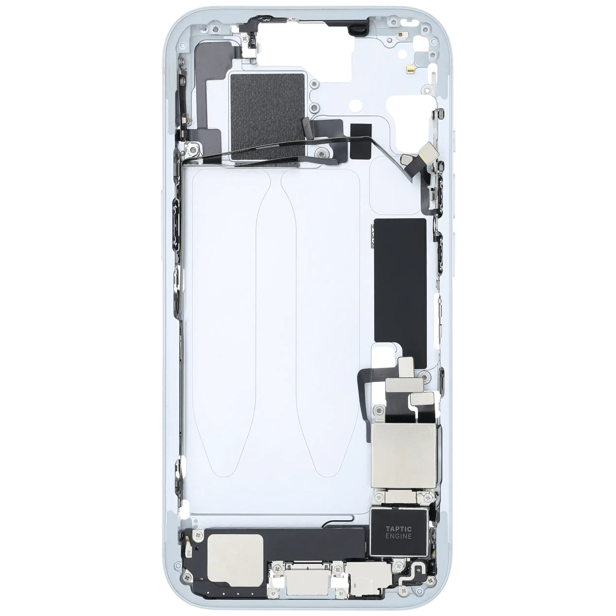 Midframe/Rahmen mit Ladebuchse Flex & Small Parts für iPhone 15 (US-Version) (gebrauchter OEM-Ausbau, Qualität C) (Blau)