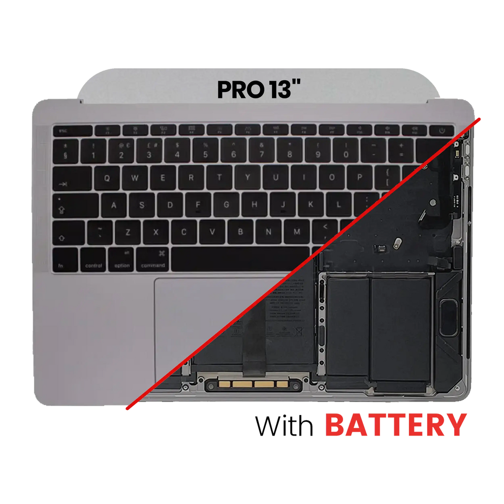 Top Case mit Keyboard (ISO UK) and Trackpad für MacBook Pro 13" A1989 (2018-2019) (gebrauchter OEM-Ausbau, Qualität B/C) (Space Grau)