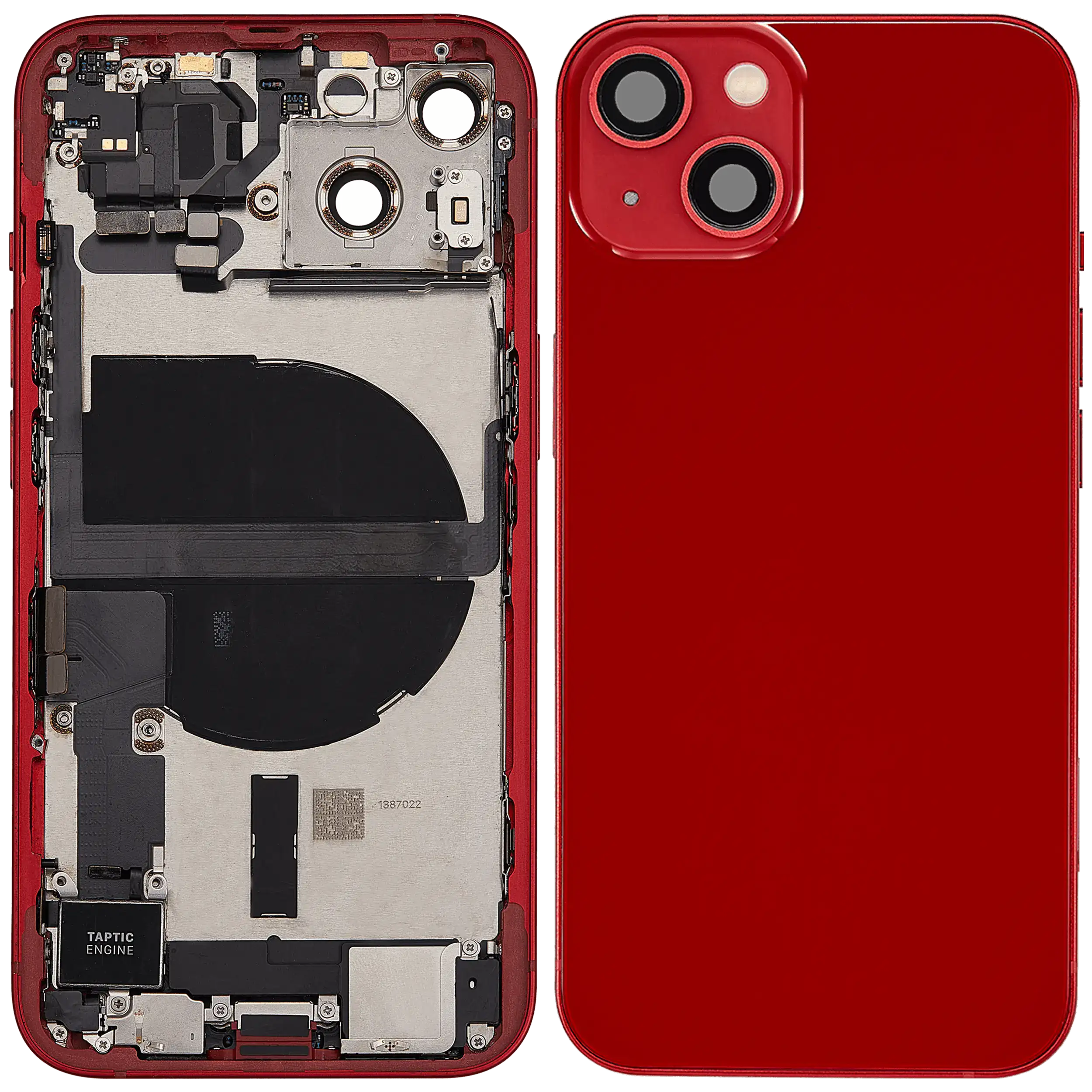 Backcover/Rahmen mit Ladebuchse Flex & Small Parts für iPhone 13 (EU / Global Version) (gebrauchter OEM-Ausbau, Qualität C) (Rot)