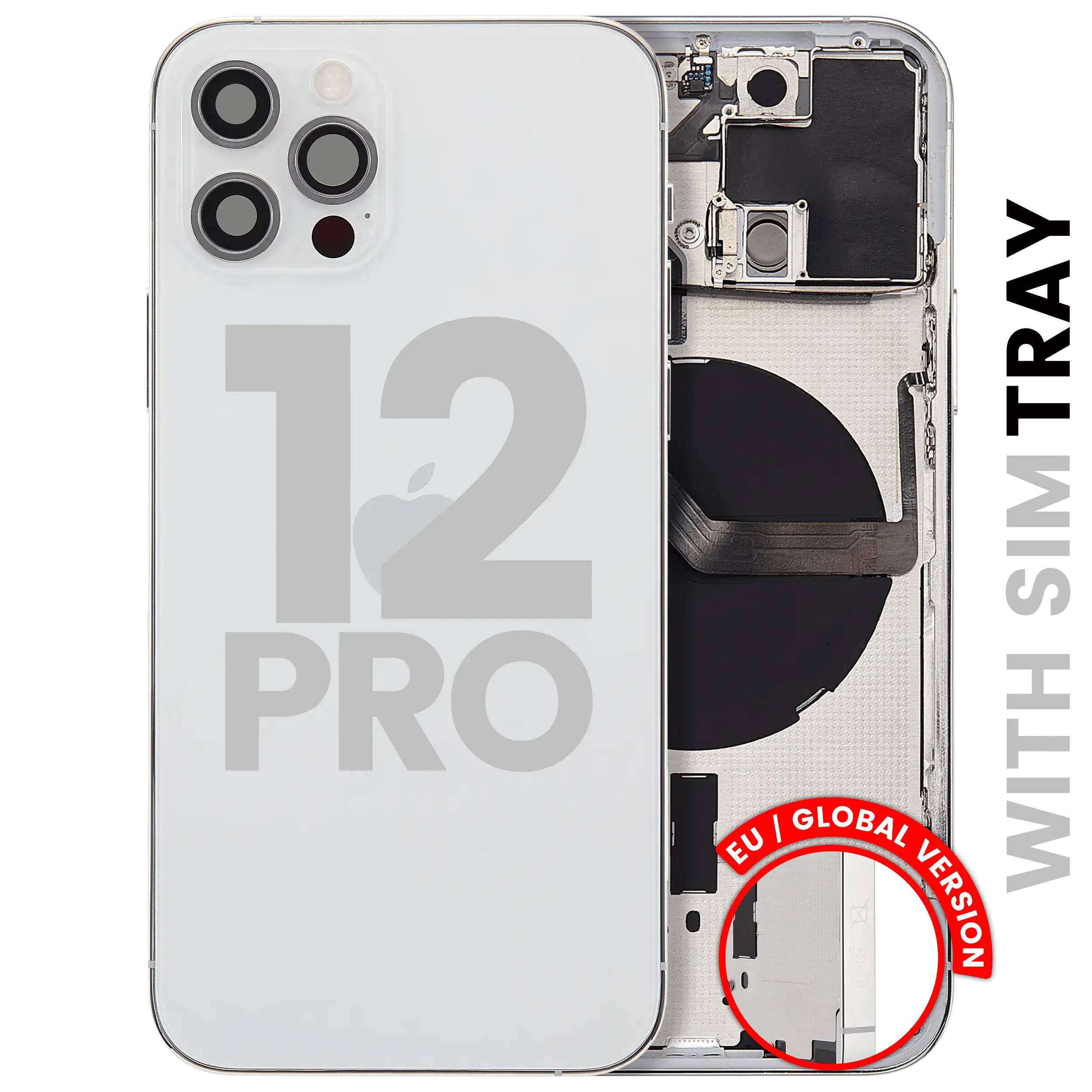 Backcover/Rahmen mit Kleinteilen Apple iPhone 12 Pro Silber OEM Pull C