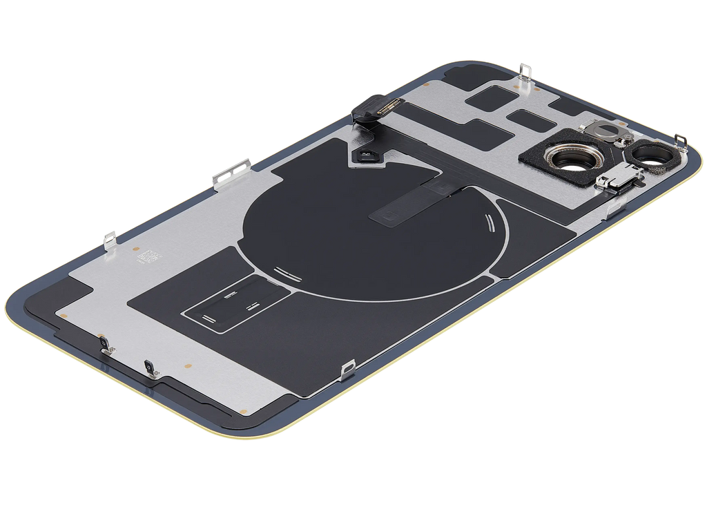 Backcover mit MagSafe Magnet & NFC & Blitz-Flexkabel für iPhone 14 Plus (gebrauchter OEM-Ausbau, Qualität B) (Gelb)