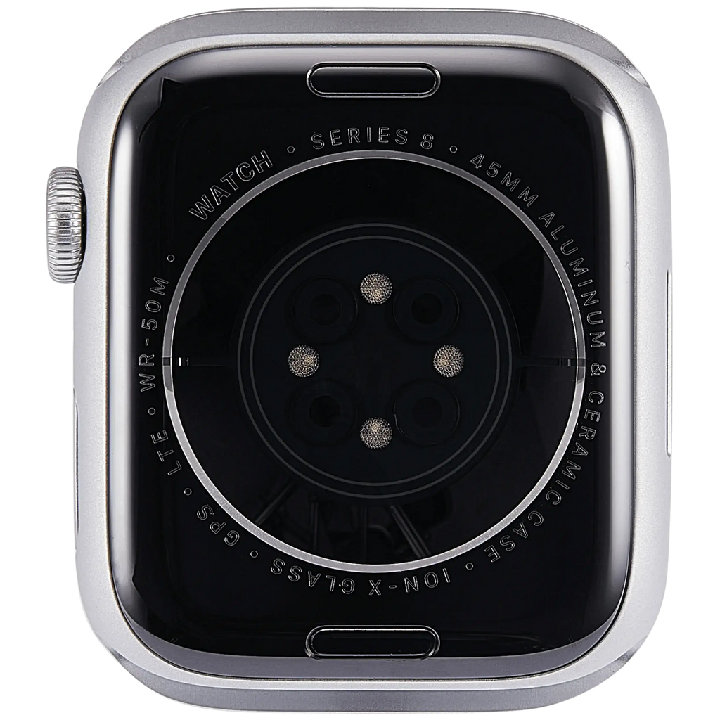 Backcover/Rahmen Compatible für Watch Series 8 (45MM) (gebrauchter OEM-Ausbau, Qualität A) (Cellular Version) (Aluminum / Silver)