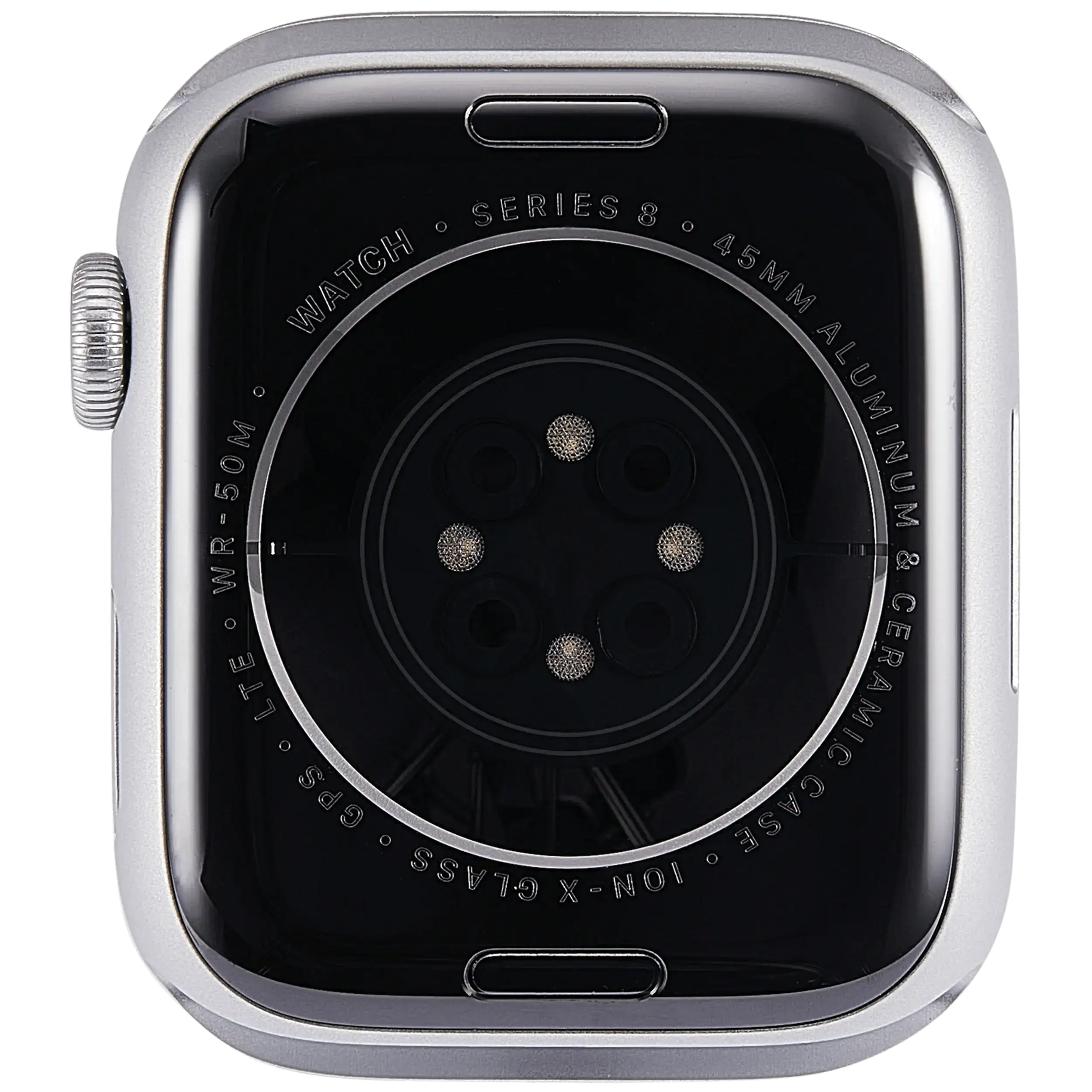 Backcover/Rahmen Compatible für Watch Series 8 (45MM) (gebrauchter OEM-Ausbau, Qualität A) (Cellular Version) (Aluminum / Silver)