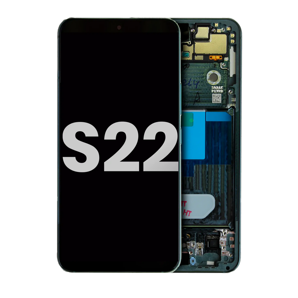 OLED-Display mit Rahmen für Samsung Galaxy S22 5G (gebrauchter OEM-Ausbau, Qualität A) (Phantom Green)