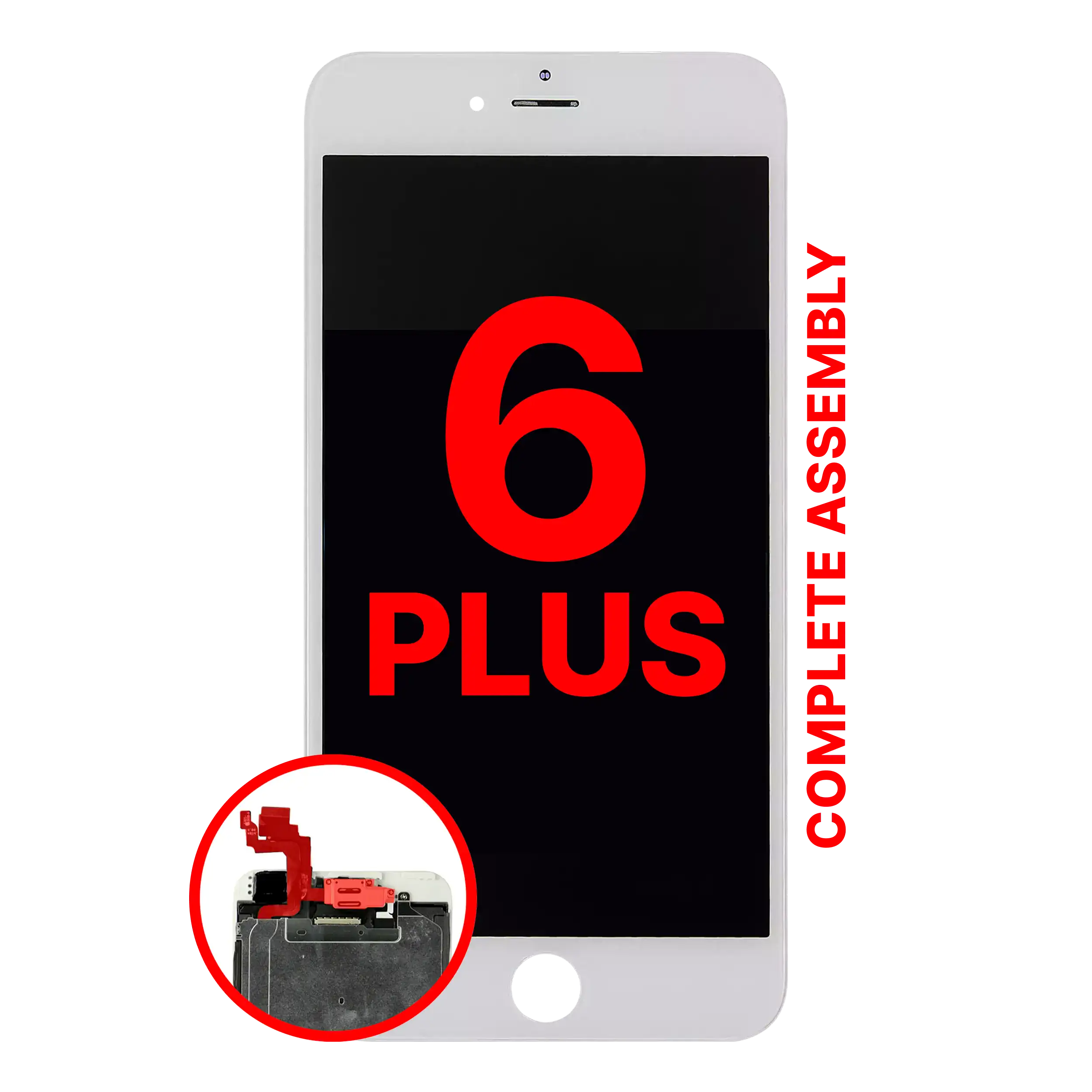 Complete LCD-Display für iPhone 6 Plus (mit Front Camera: Prox Sensor & Ear Speaker) (Aftermarket Pro: XO7) (Weiß)