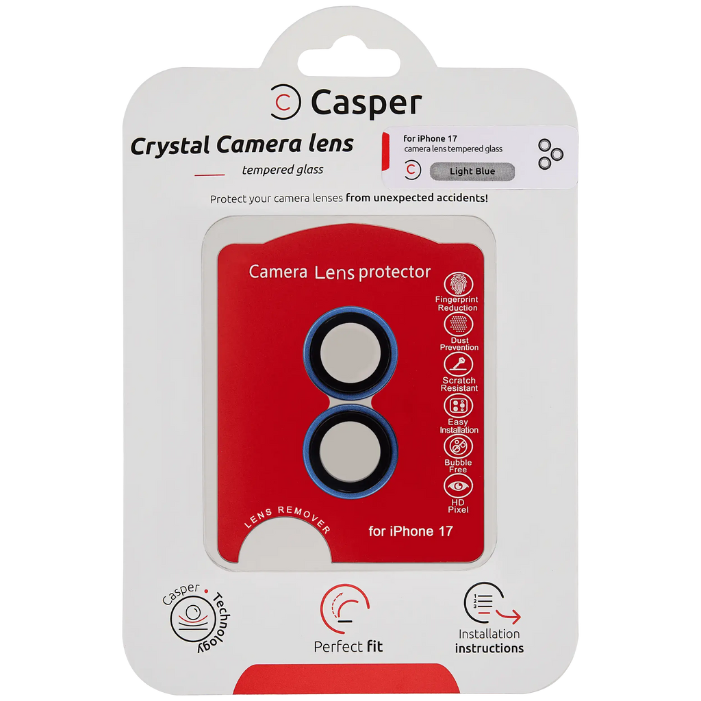 Casper Kamera-Objektivschutz für iPhone 17 (Light Blue) (Clear)