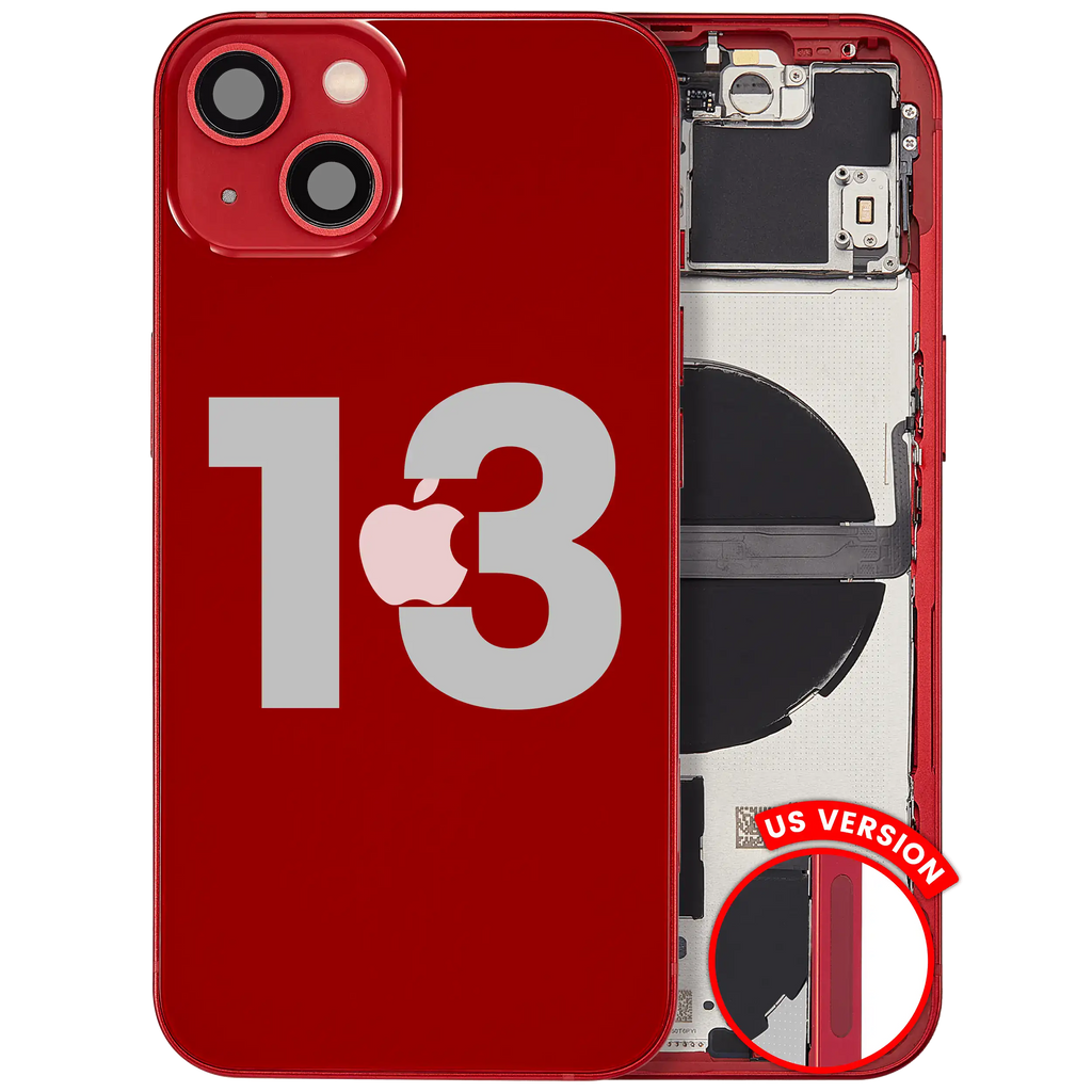 Backcover/Rahmen mit Small Parts für iPhone 13 (US-Version) (gebrauchter OEM-Ausbau, Qualität A) (Rot)