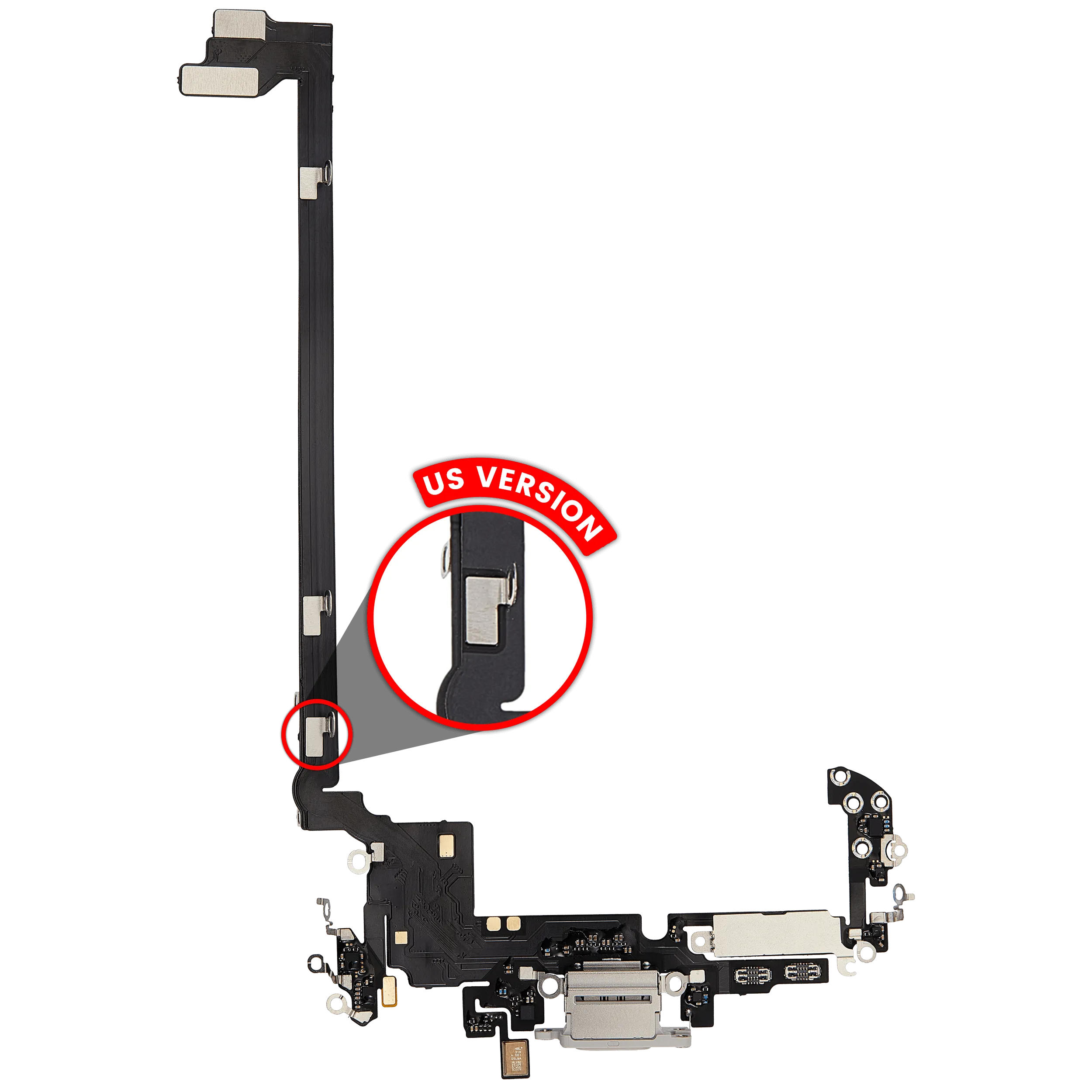 Ladebuchse Flex Cable für iPhone 17 Pro max (Aftermarket Plus) (US-Version) (Silber)