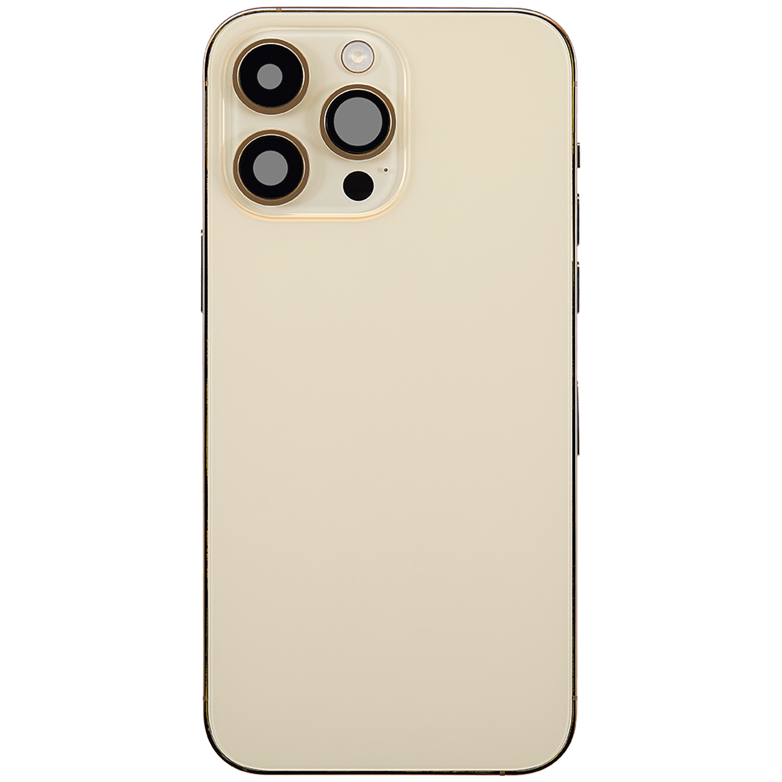 Backcover/Rahmen mit Ladebuchse Flex & Small Parts für iPhone 14 Pro Max (EU / Global Version) (gebrauchter OEM-Ausbau, Qualität B) (Gold)