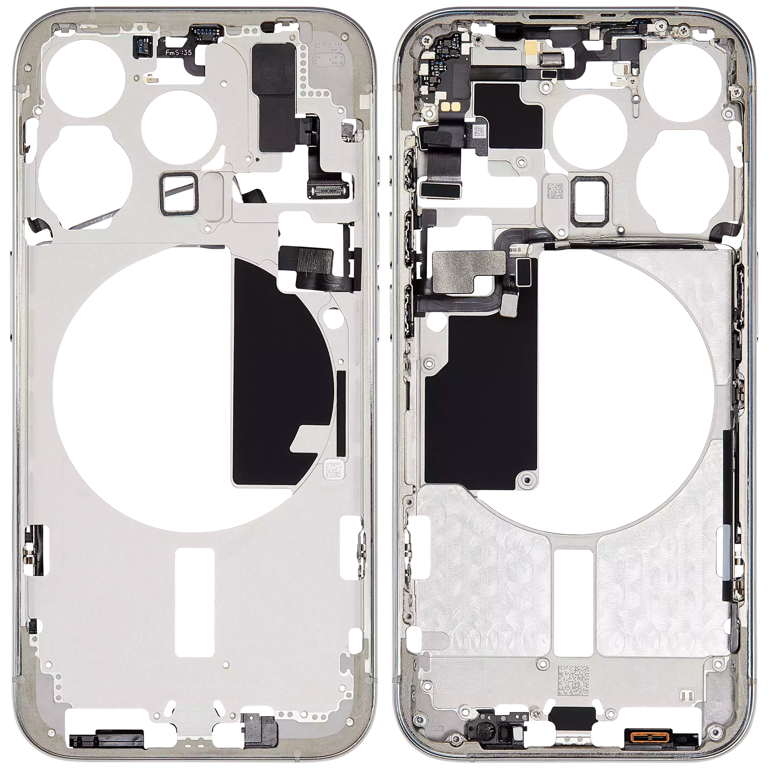Midframe/Rahmen mit Small Parts für iPhone 15 Pro (EU / Global Version) (Aftermarket Plus) (Weiß Titanium)