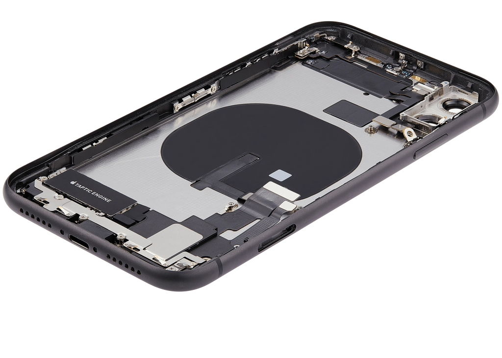 Backcover/Rahmen mit Ladebuchse Flex & Small Parts für iPhone 11 (gebrauchter OEM-Ausbau, Qualität B) (Schwarz)