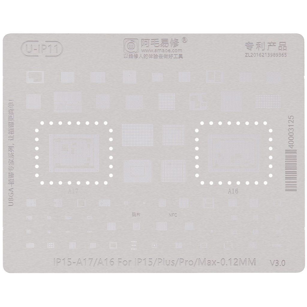 Universelle CPU Reballing Schablone A16/A17 für iPhone 15 Serie Amaoe V3.0