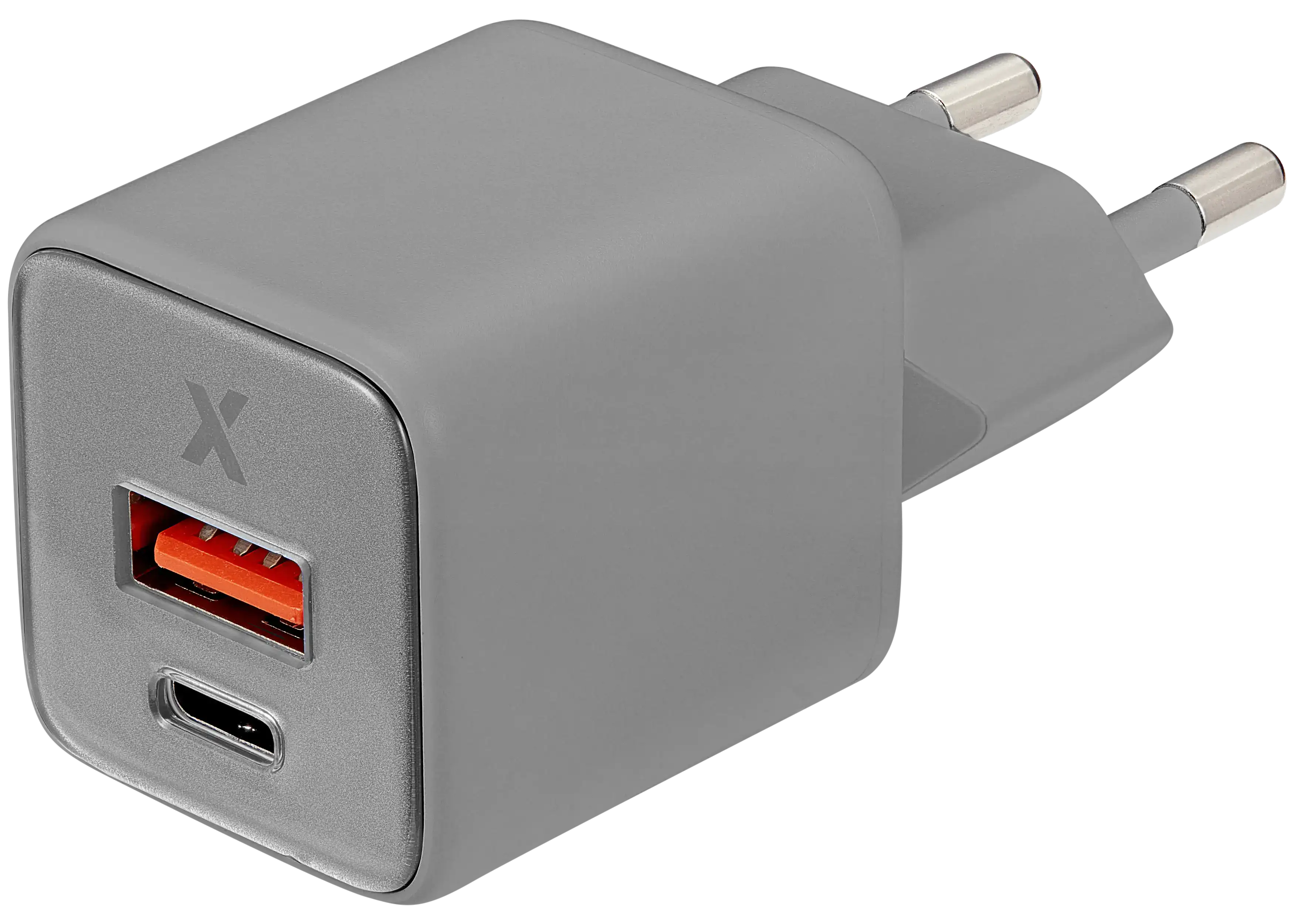 AmpSentrix Pro 30W 2-in-1 USB-C / USB-A GaN Wall Adapter (220V / EU Plug) (Natural Titanium)