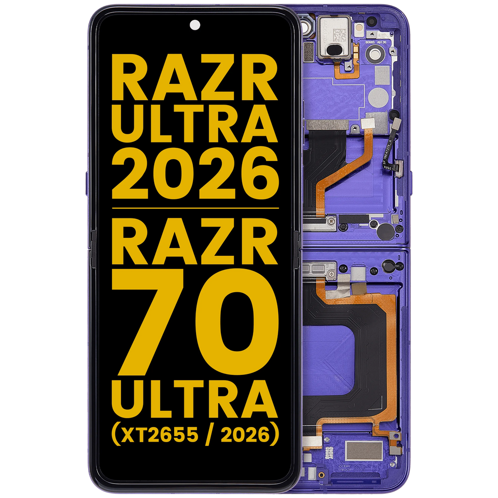 OLED-Display mit Rahmen für Motorola Razr Ultra 2026 / Razr 70 Ultra (XT2655 / 2026) (Refurbished) (Orient Blue)