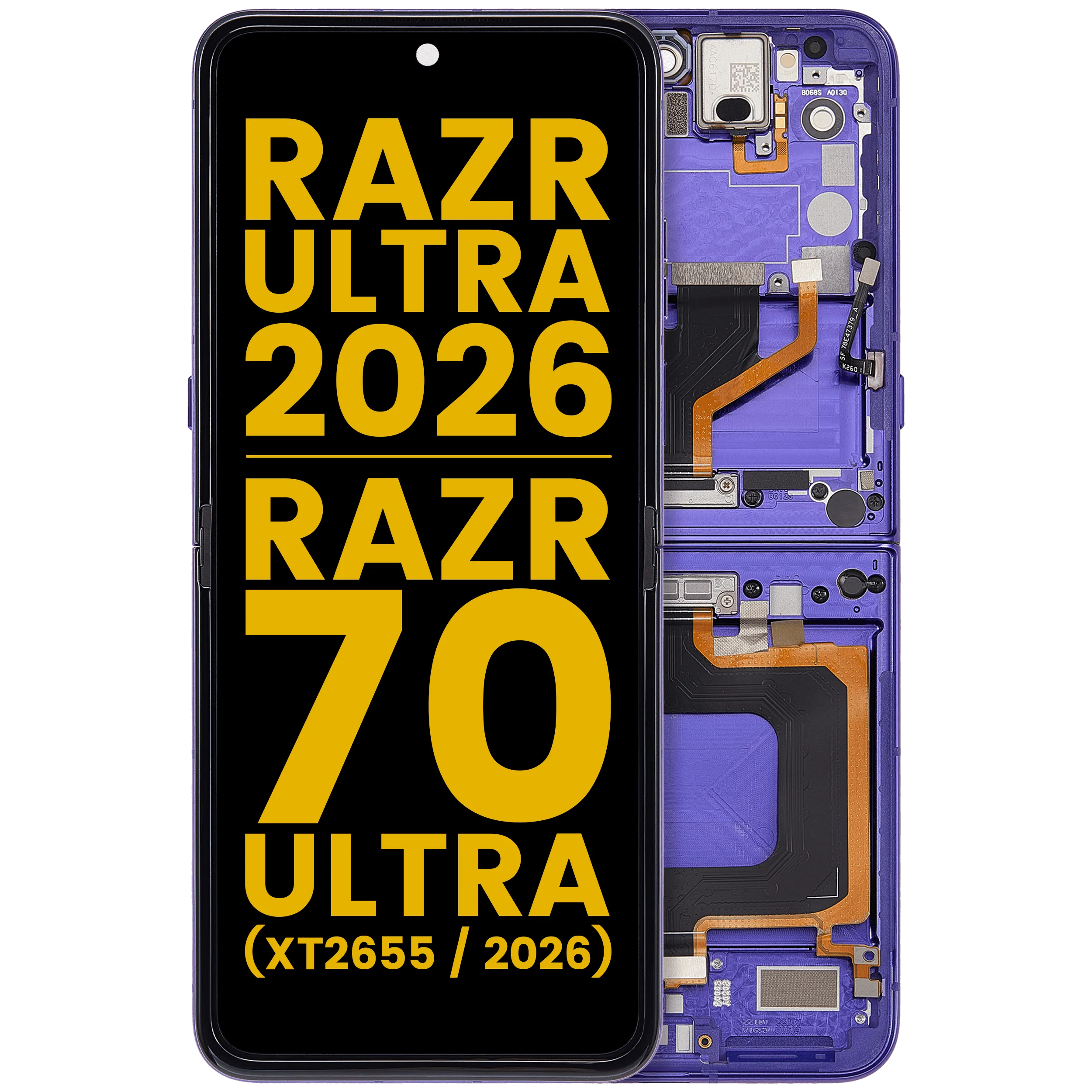 OLED-Display mit Rahmen für Motorola Razr Ultra 2026 / Razr 70 Ultra (XT2655 / 2026) (Refurbished) (Orient Blue)