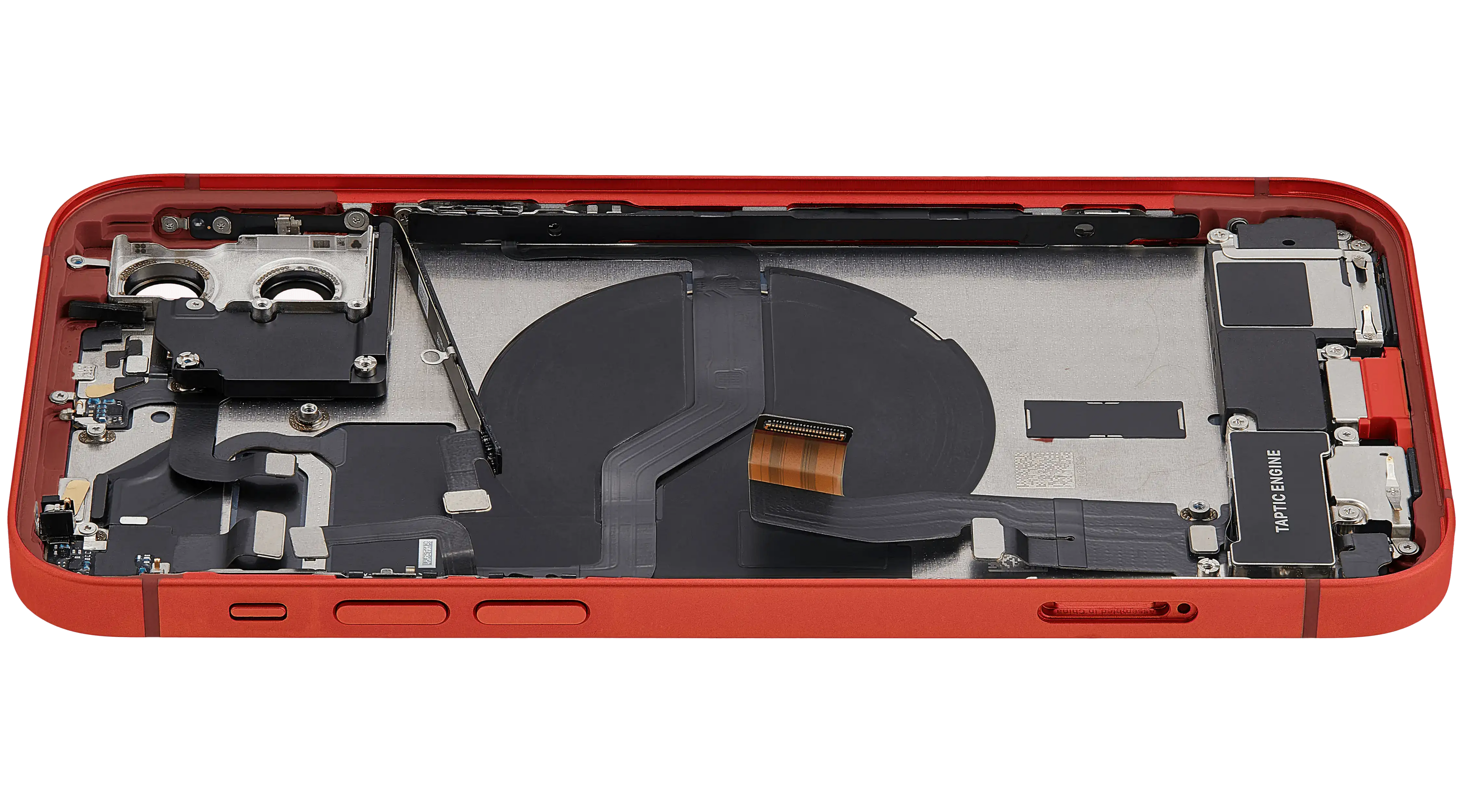 Backcover/Rahmen mit Ladebuchse Flex & Small Parts für iPhone 12 (EU / Global Version) (gebrauchter OEM-Ausbau, Qualität C) (Rot)