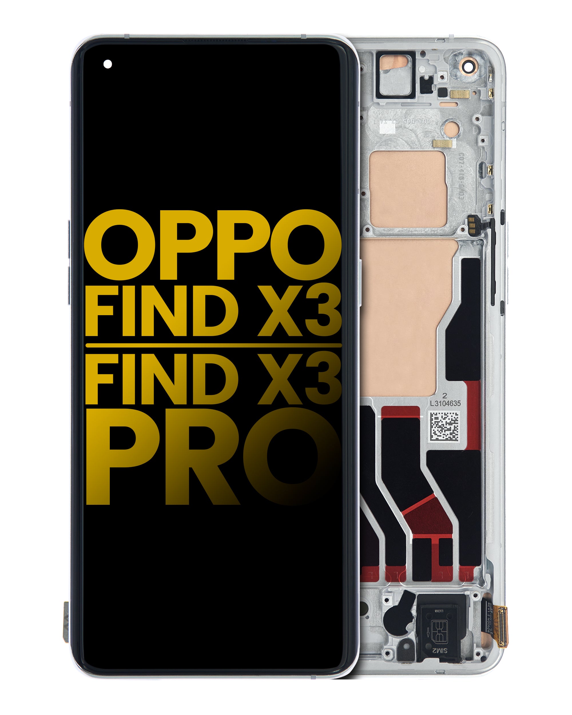 OLED-Display mit Rahmen für OPPO Find X3 / X3 Pro (Refurbished) (Weiß)