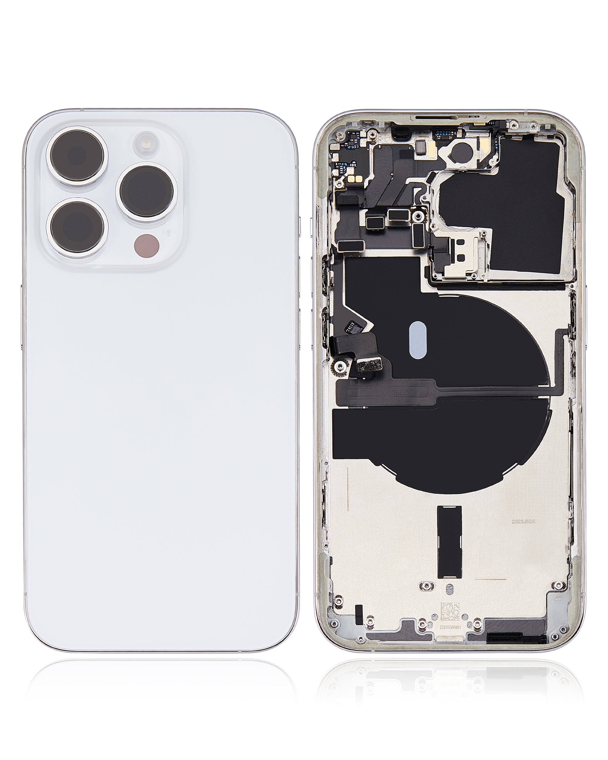 Backcover/Rahmen mit Small Parts für iPhone 14 Pro (US-Version) (gebrauchter OEM-Ausbau, Qualität A) (Silber)