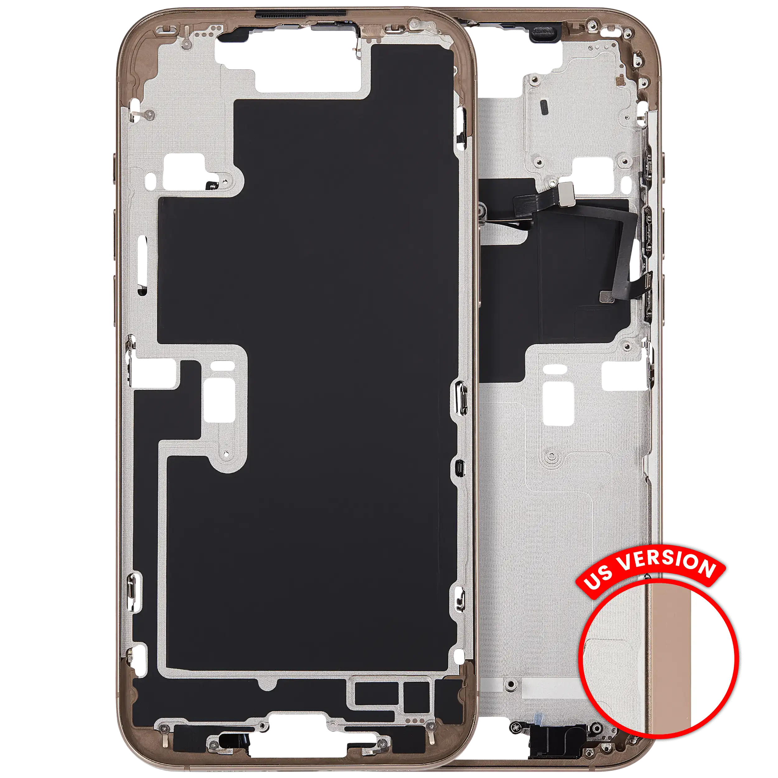 Midframe/Rahmen mit Power And Volume Button für iPhone 16 Pro Max (US-Version) (Aftermarket Plus) (Desert Titanium)