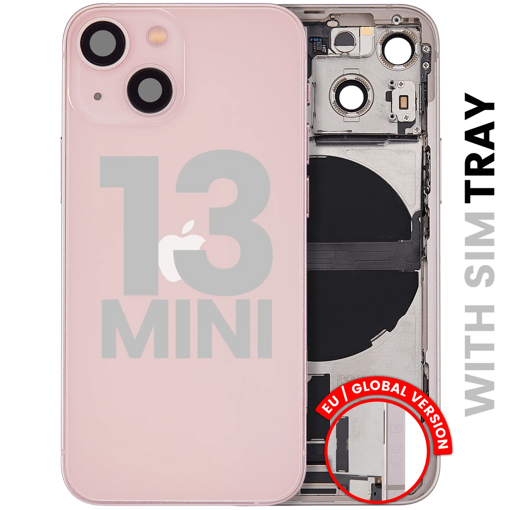 Backcover/Rahmen mit Ladebuchse Flex & Small Parts für iPhone 13 Mini (EU / Global Version) (gebrauchter OEM-Ausbau, Qualität A) (Pink)