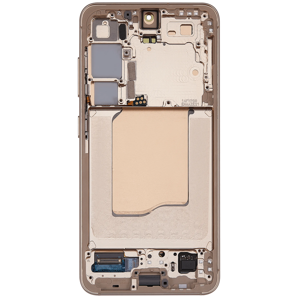 OLED-Display mit Rahmen für Samsung Galaxy S25 5G (US & International) (Aftermarket Plus) (Pink Gold)