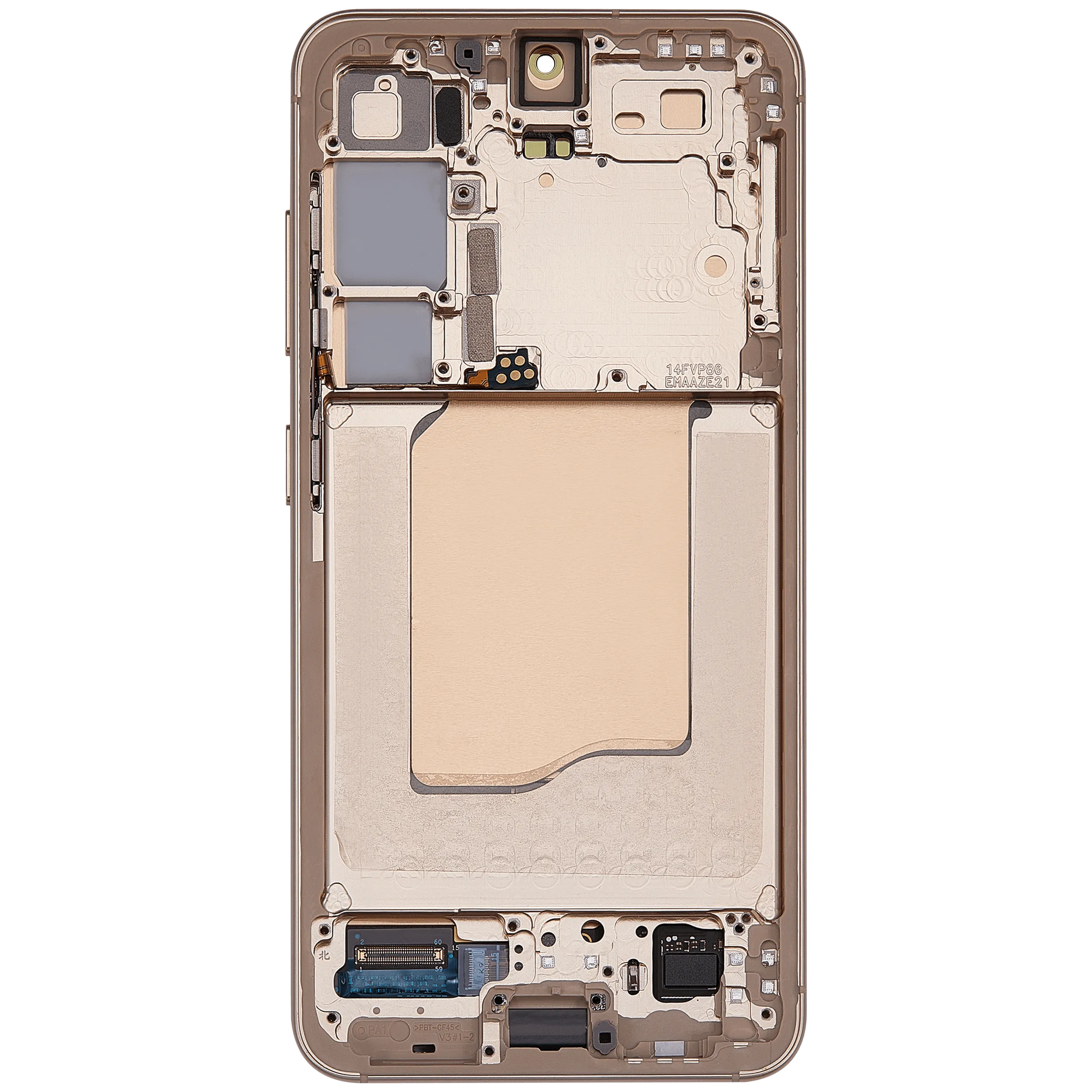 OLED-Display mit Rahmen für Samsung Galaxy S25 5G (US & International) (Aftermarket Plus) (Pink Gold)