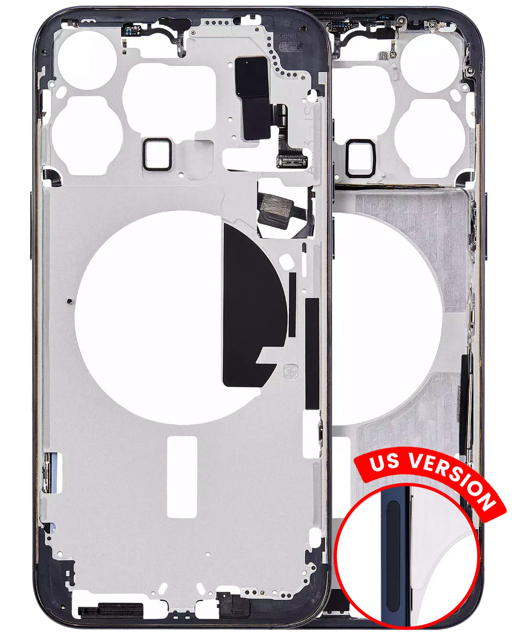 Midframe/Rahmen m. Kleinteilen iPhone 15 Pro Max US Blau Titanium Aftermarket Pl