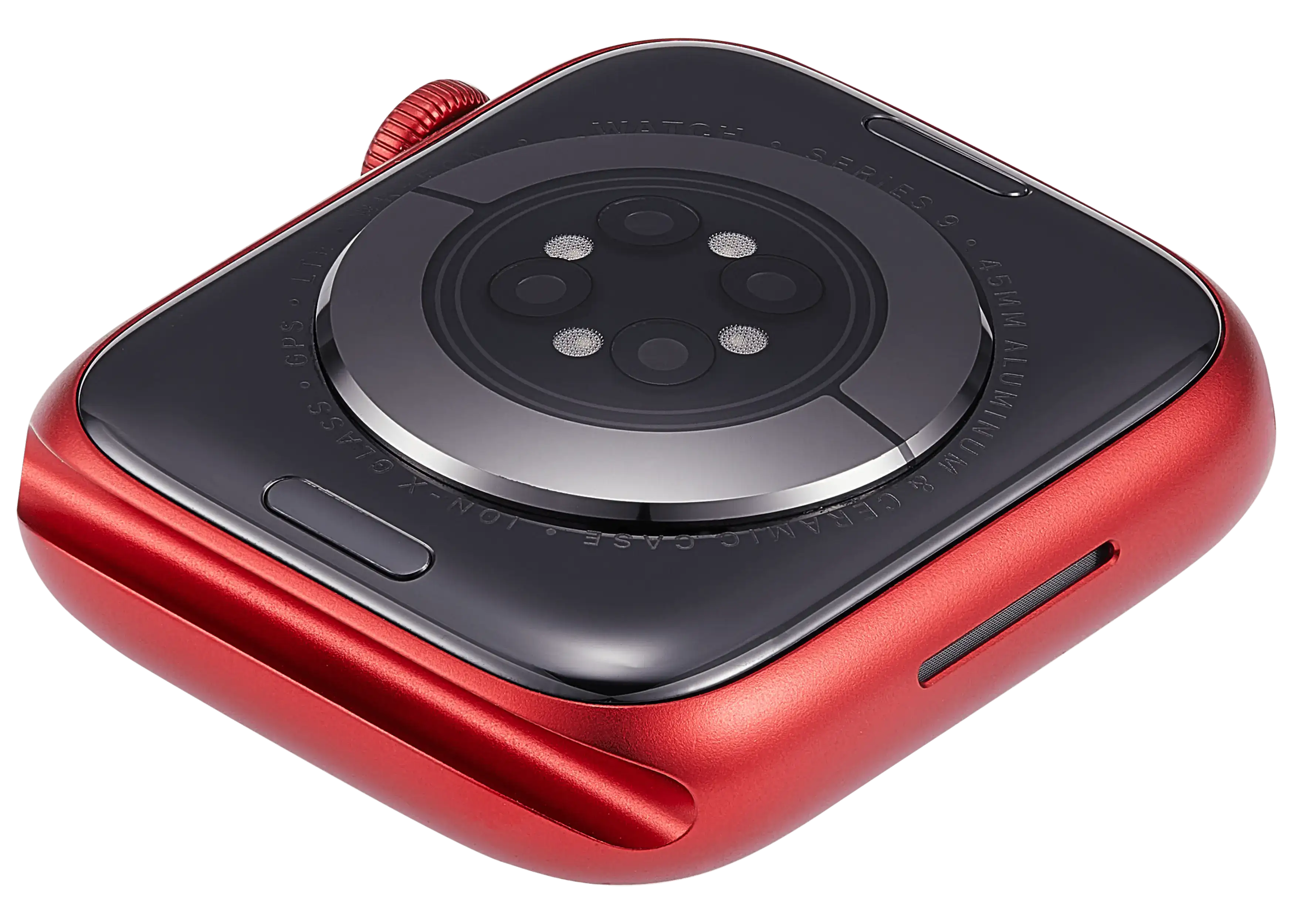 Backcover/Rahmen Compatible für Watch Series 9 (45MM) (gebrauchter OEM-Ausbau, Qualität A) (Cellular Version) (Aluminum / Red)