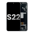 OLED-Display mit Rahmen für Samsung Galaxy S22 5G (gebrauchter OEM-Ausbau, Qualität B/C) (Phantom Black)