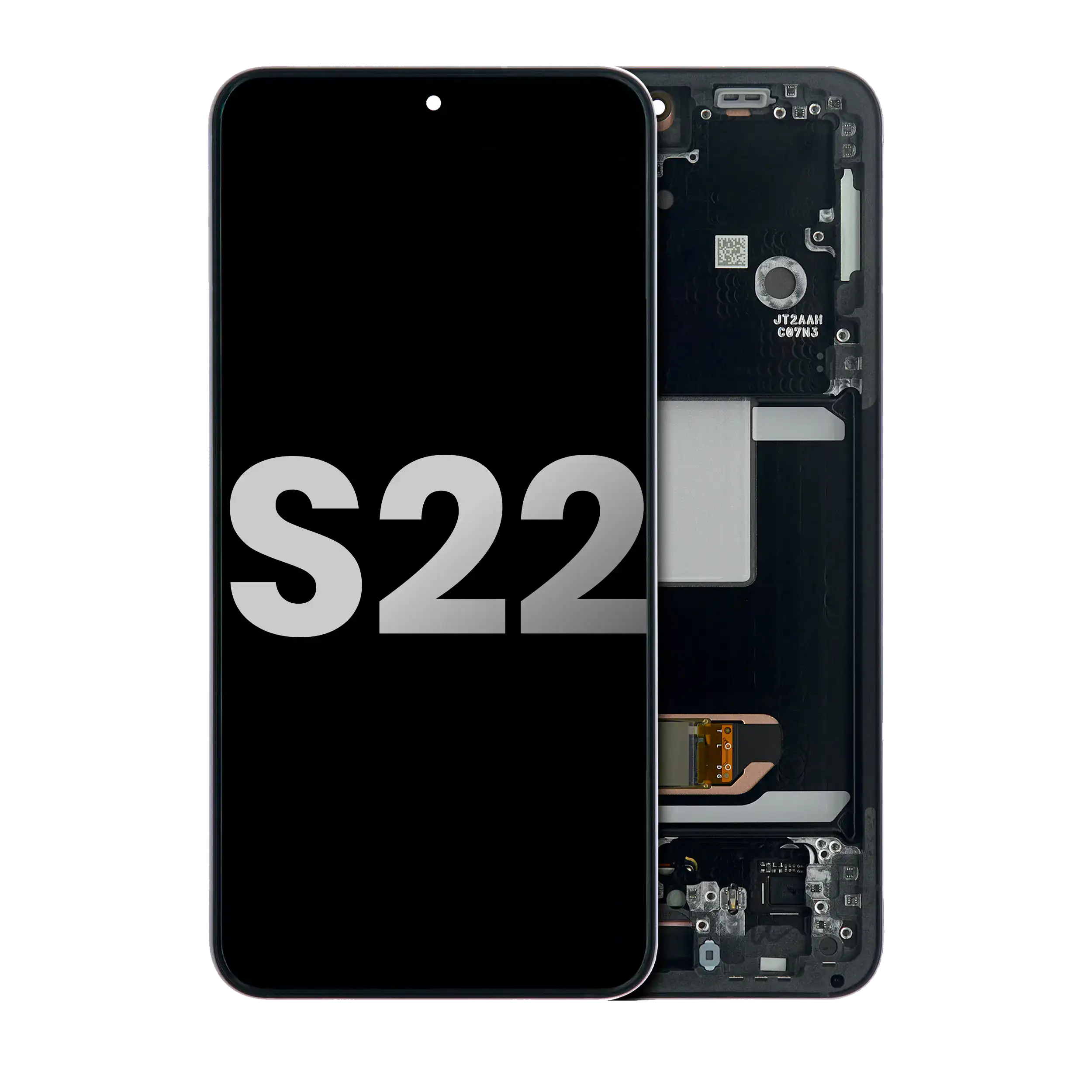 OLED-Display mit Rahmen für Samsung Galaxy S22 5G (gebrauchter OEM-Ausbau, Qualität B/C) (Phantom Black)