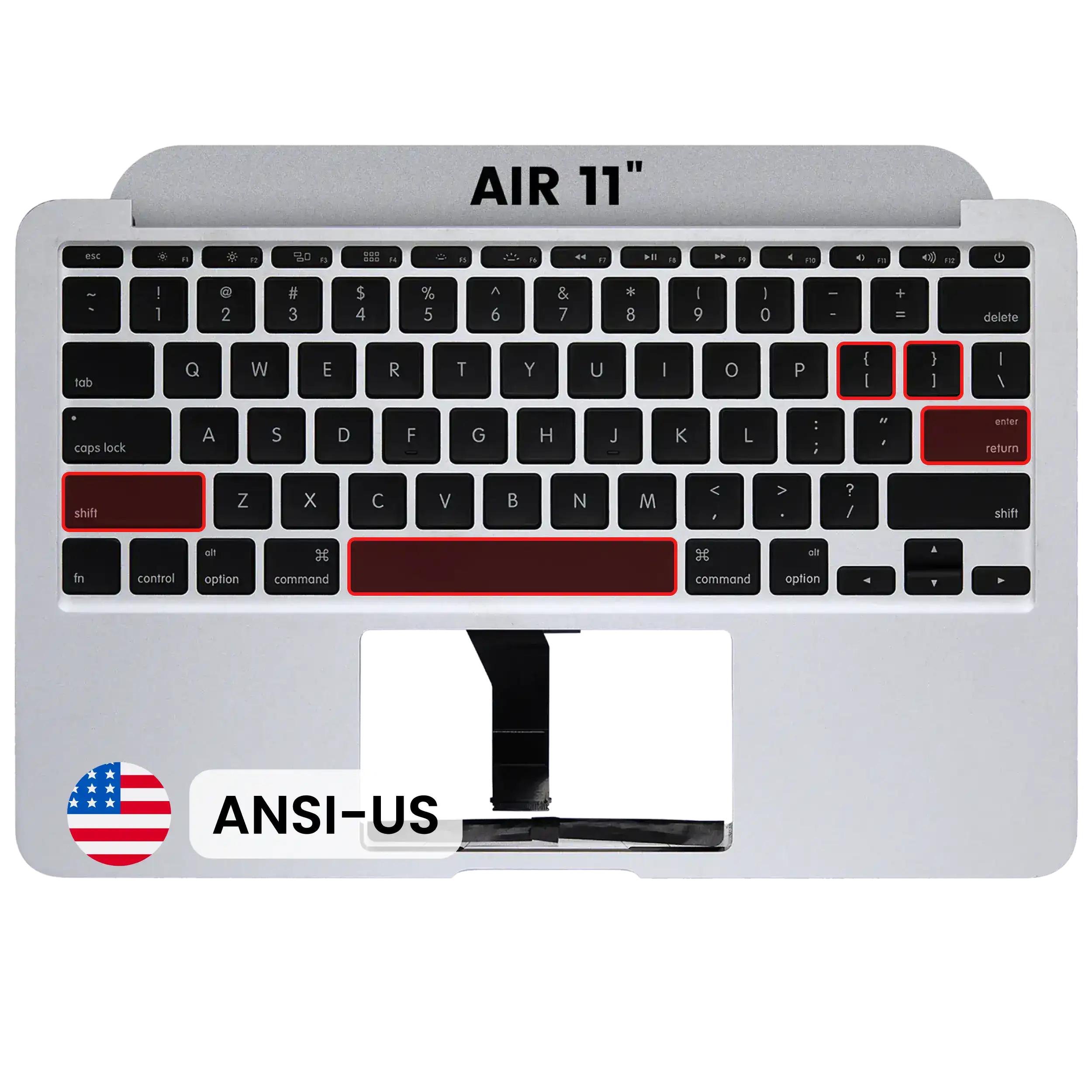 Top Case mit Keyboard (ANSI US) für MacBook Air 11" A1370 (2011) (gebrauchter OEM-Ausbau, Qualität A)