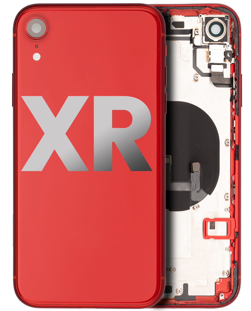 Backcover/Rahmen mit Small Components Pre-Installed für iPhone XR (gebrauchter OEM-Ausbau, Qualität A) (Rot)