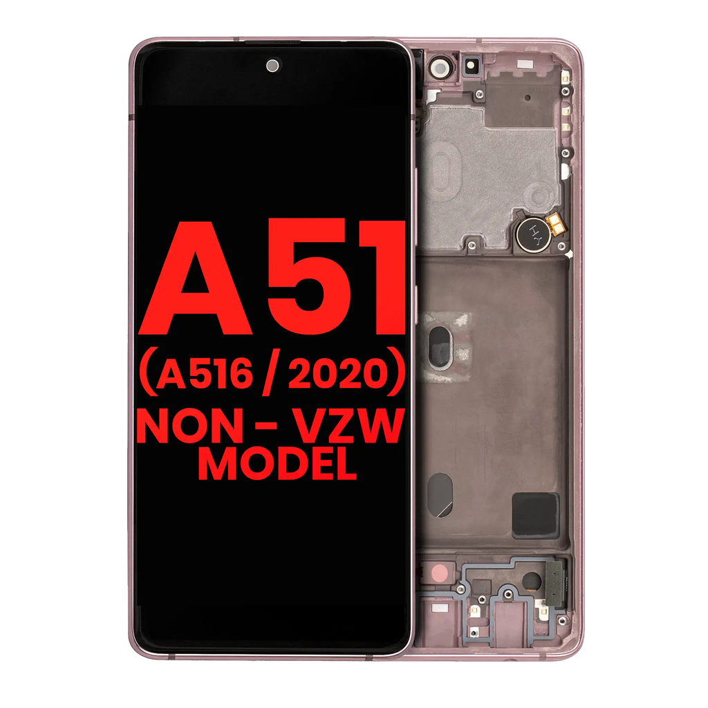 OLED-Display mit Rahmen f. Samsung A51 5G (Aftermarket Plus) Prism Pink