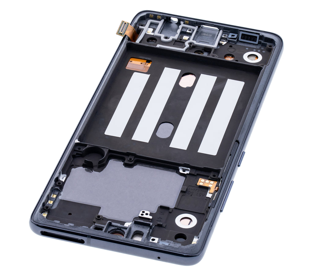 OLED-Display mit Rahmen für Samsung Galaxy A51 5G (A516 / 2020) (Non-Verizon 5G UW Frame) (6.46") (Aftermarket Plus) (Prism Cube Black)