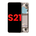 OLED-Display mit Rahmen für Samsung Galaxy S21 Phantom White (Aftermarket Plus)