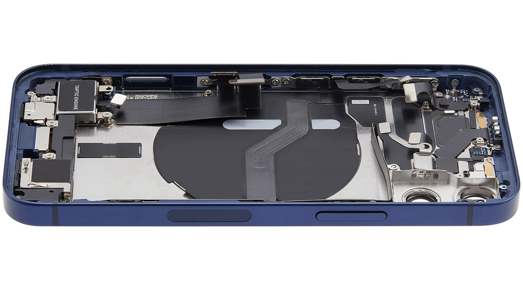 Backcover/Rahmen mit Ladebuchse Flex & Small Parts für iPhone 12 Mini (US-Version) (gebrauchter OEM-Ausbau, Qualität A) (Blau)
