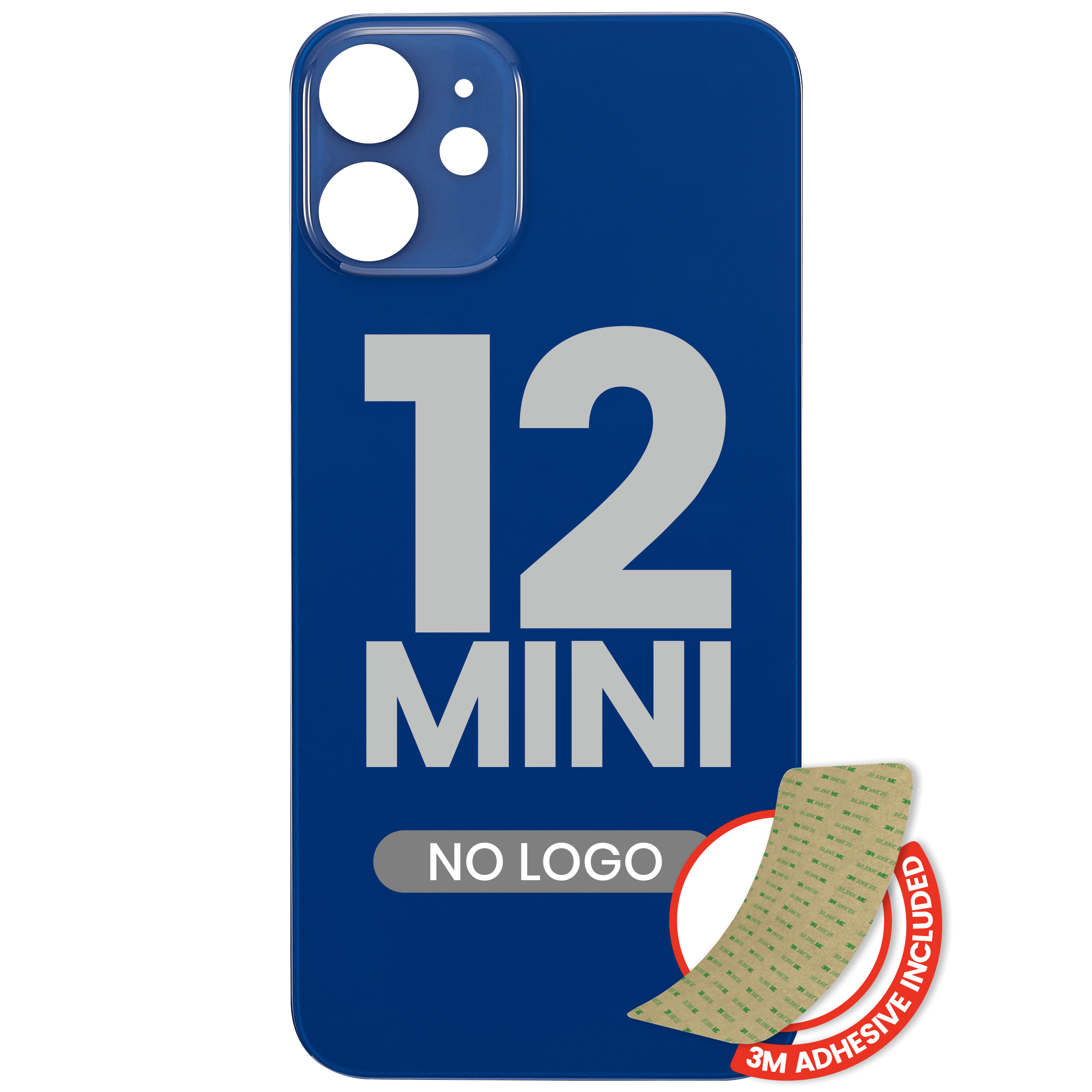 iPhone 12 Mini Backcover mit 3M Kleber Blau (Kein Logo, Großer Kameraausschnitt)
