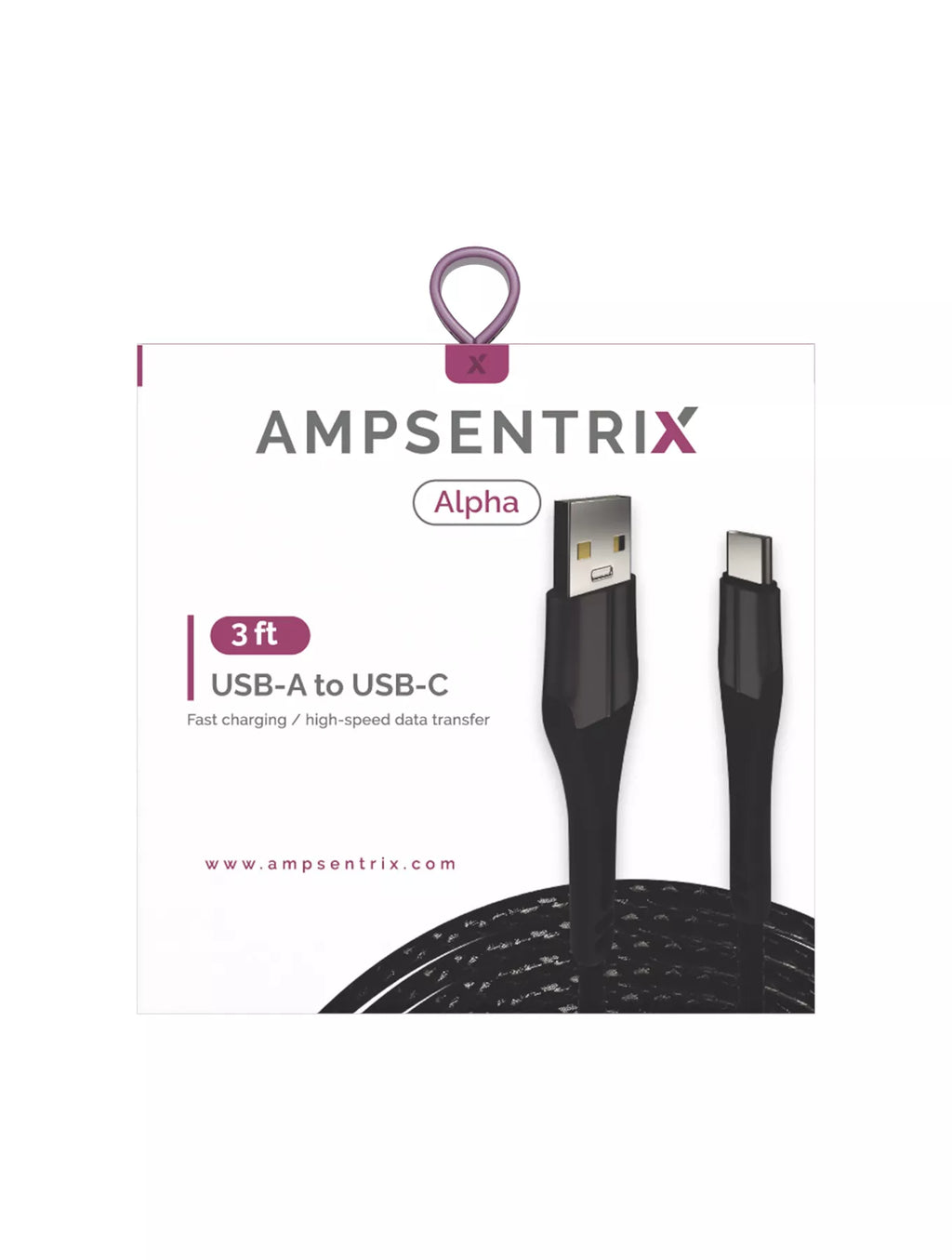 USB Type C auf USB Type A Kabel (1 m) (AmpSentrix Alpha) (Schwarz)