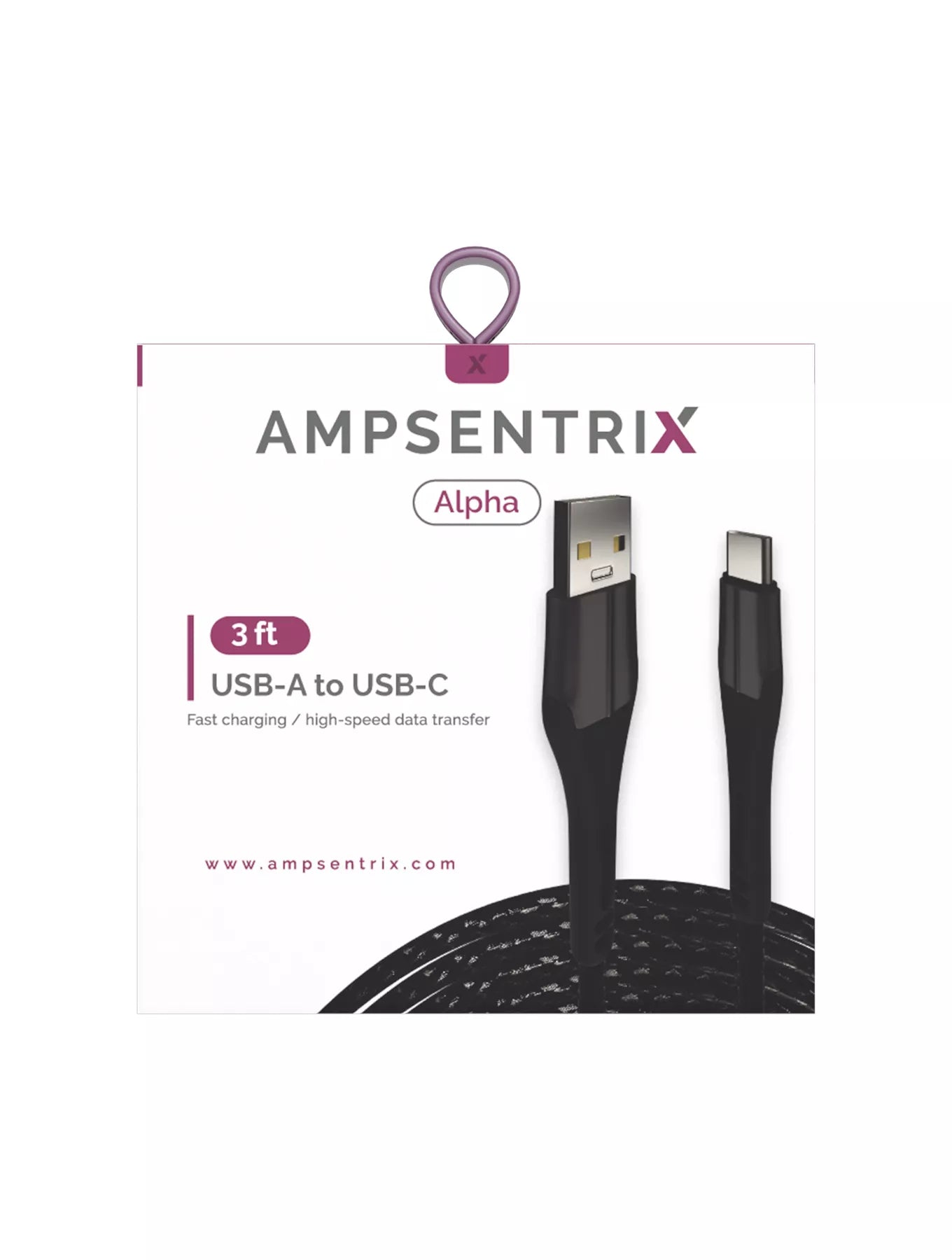 USB Type-C to USB Type-A Cable (1 m) (AmpSentrix Alpha) (Black)