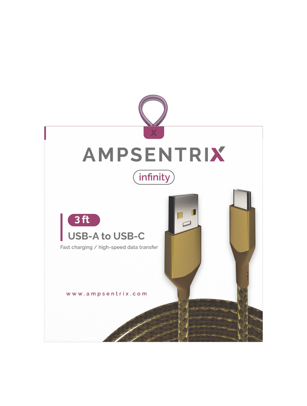 USB Typ-C auf USB Typ-A Kabel 1 m / 3 ft Ampsentrix Infinity Gold
