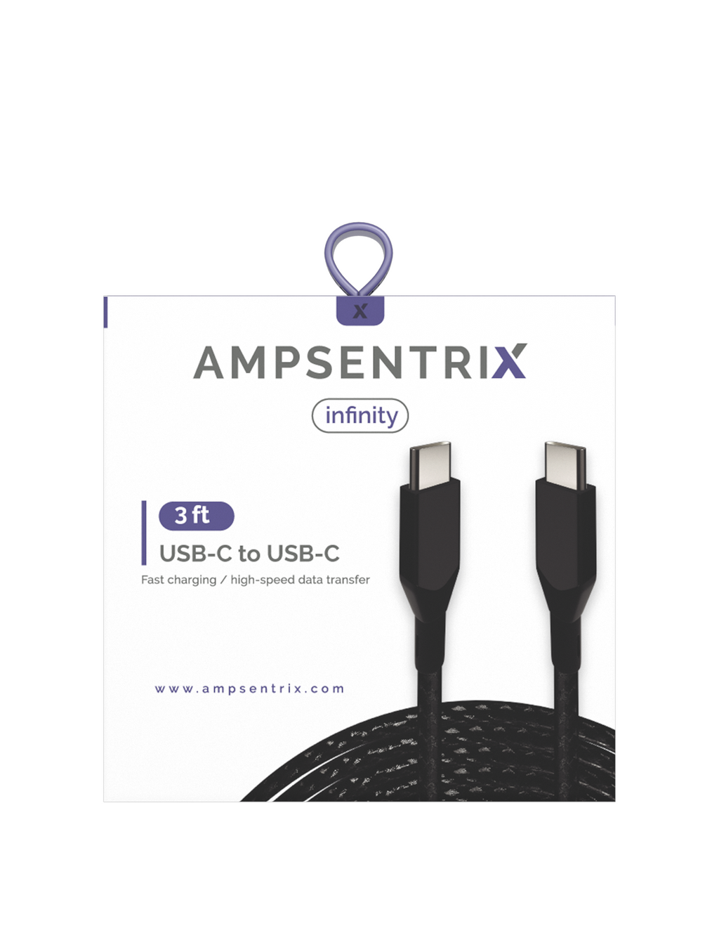 USB Type C zu USB Type C Kabel (1 m / 3 ft) (AmpSentrix Infinity) (Schwarz)