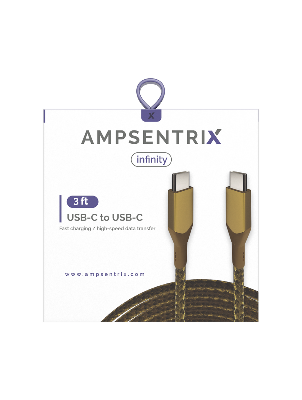 USB-C-auf-USB-C-Kabel (1 m / 3 ft) (AmpSentrix Infinity) (Gold)