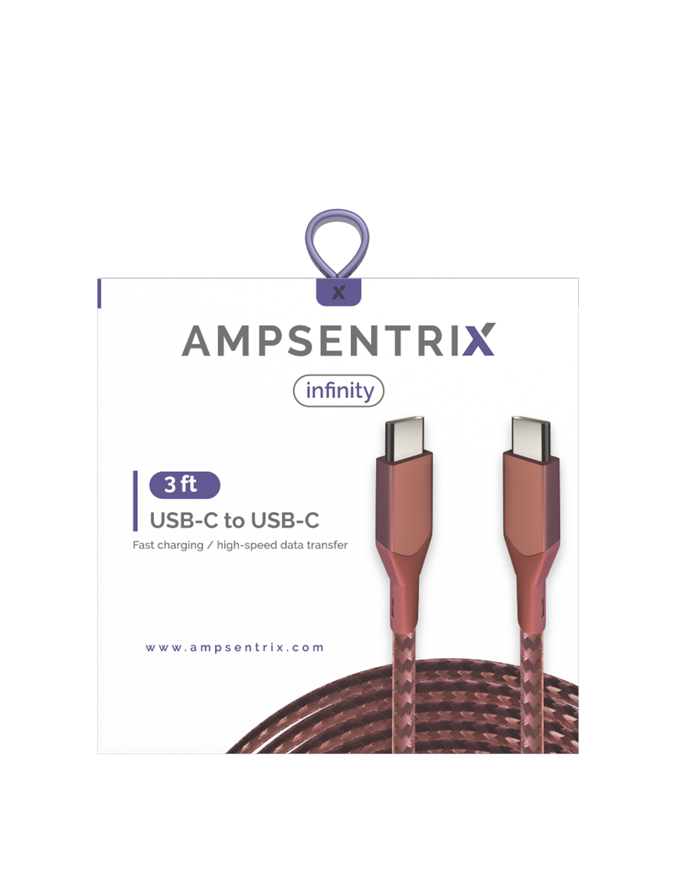 USB-C to USB-C Cable (1 m / 3 ft) - Ampsentrix Infinity (Pink)