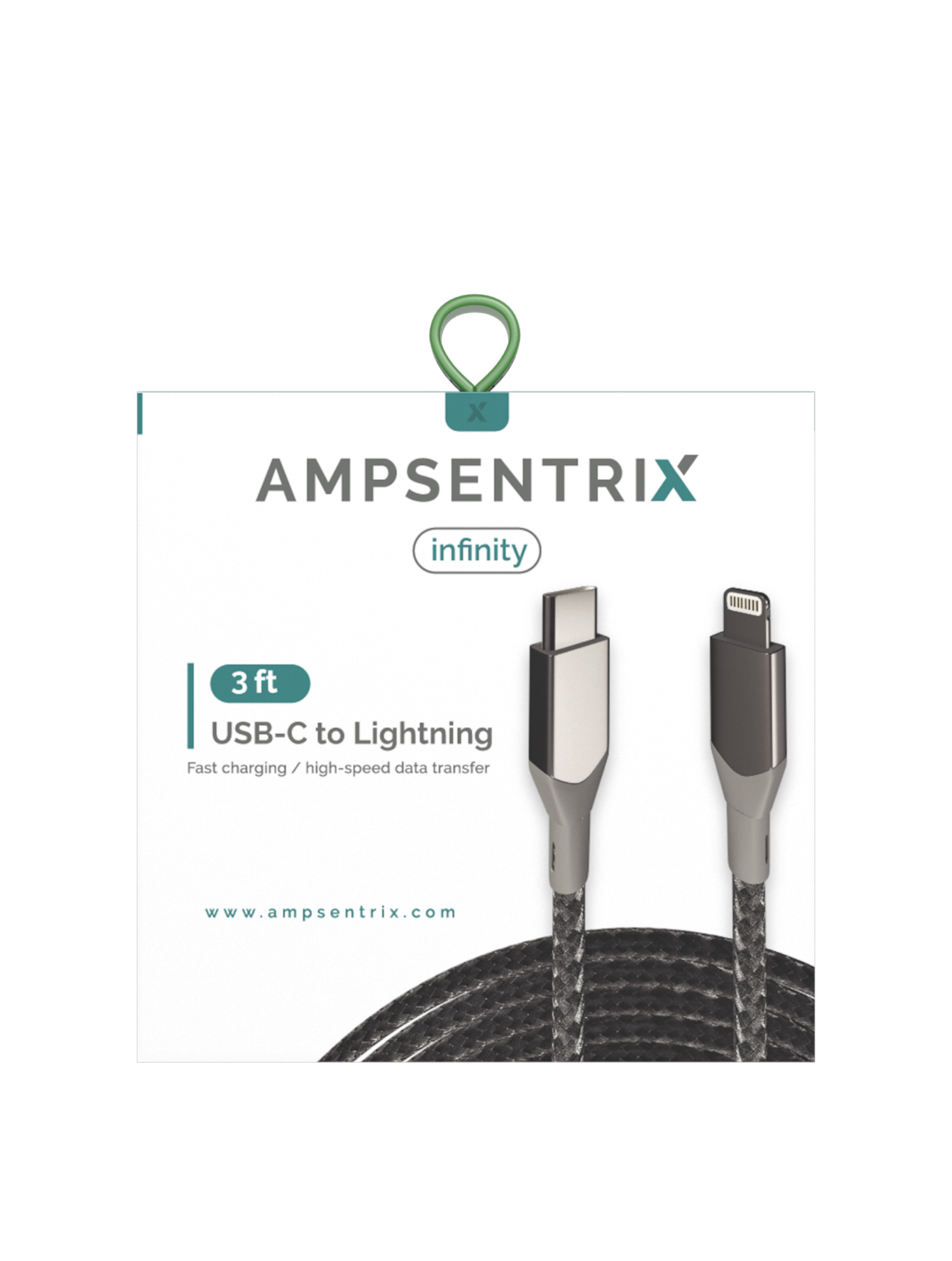Ampsentrix Infinity Lightning auf USB-C Kabel (Non-MFI) 1 m Silber
