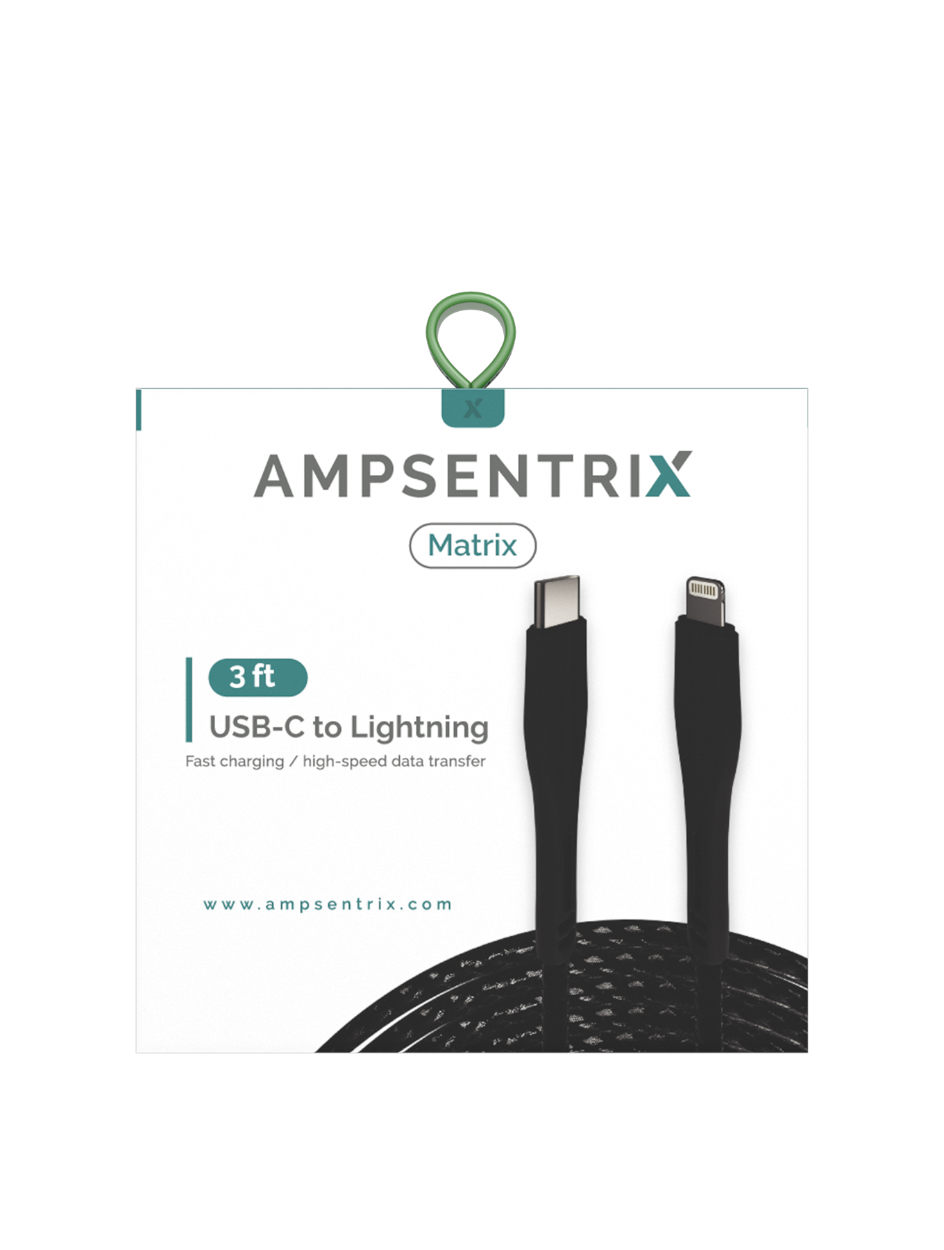 Lightning-zu-USB-Type-C-Kabel (Non-MFI) 1 m/3 ft (AmpSentrix Matrix) Schwarz