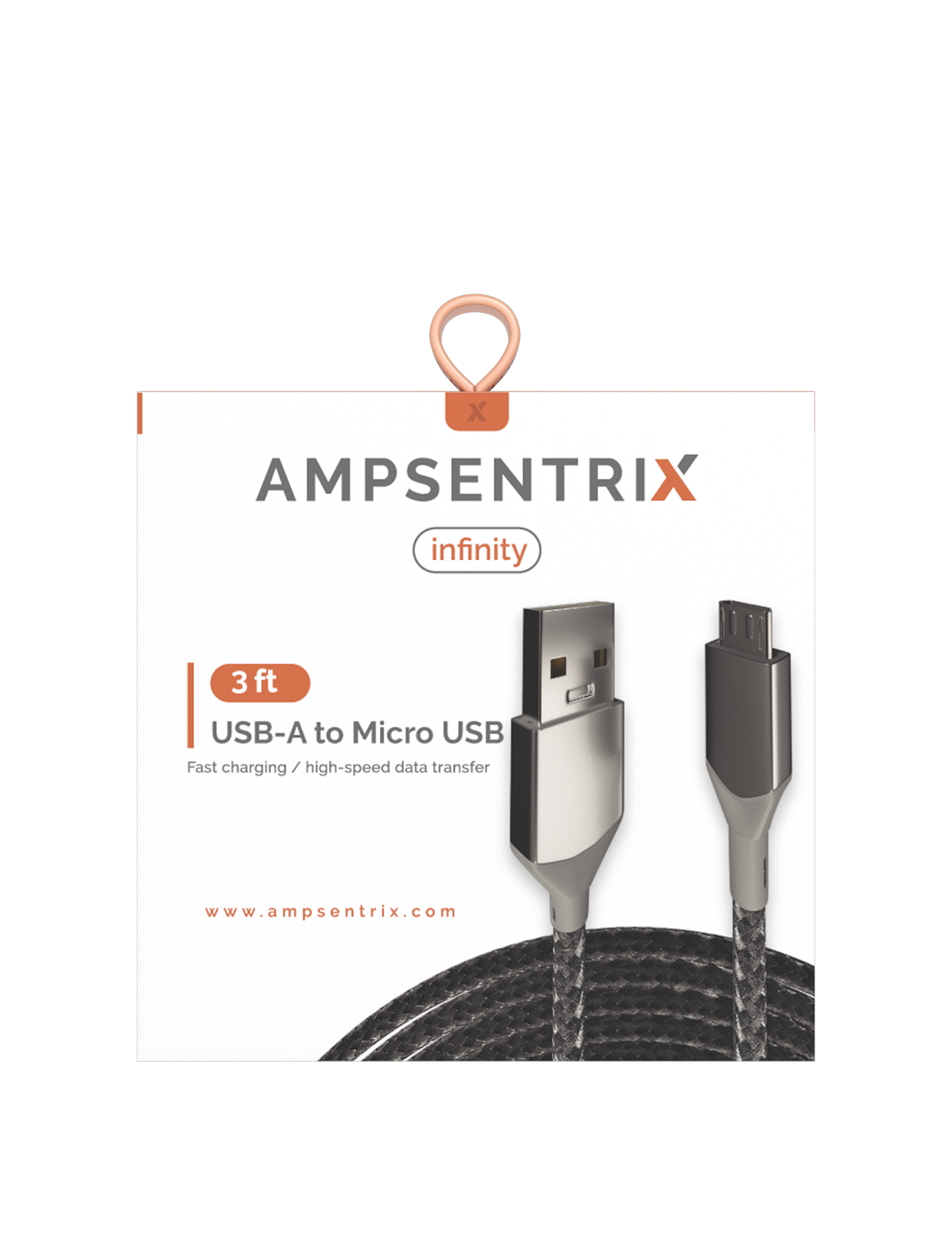 Micro-USB auf USB Typ A Kabel (1 m / 3 ft) (AmpSentrix Infinity) (Silber)
