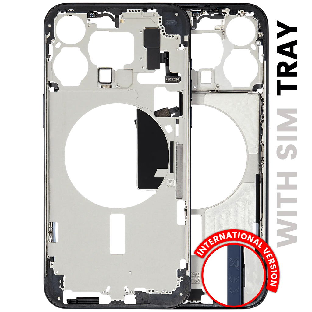 Midframe/Rahmen mit Small Parts für iPhone 15 Pro Max (EU / Global Version) (gebrauchter OEM-Ausbau, Qualität B) (Blau Titanium)