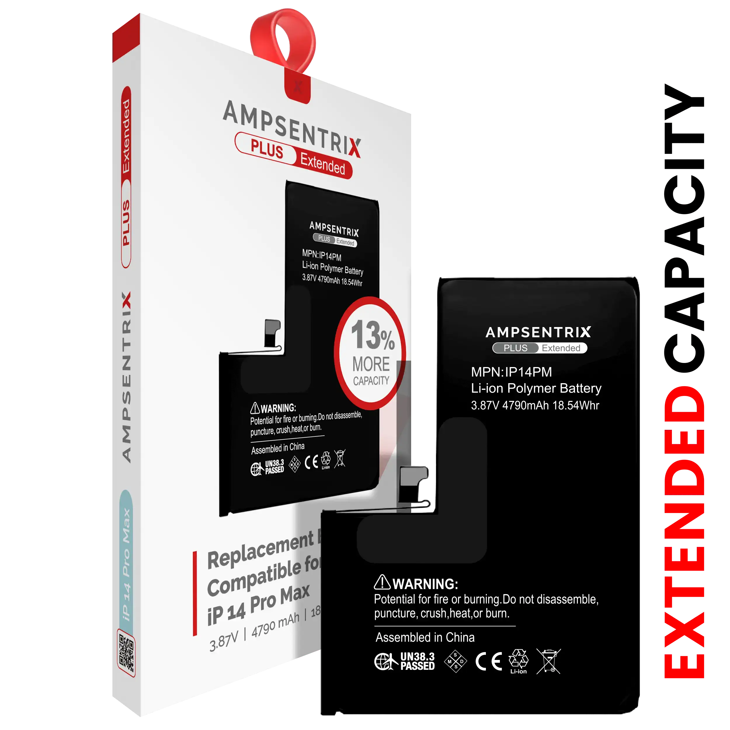 Replacement Battery for iPhone 14 Pro Max (AmpSentrix Plus Extended)